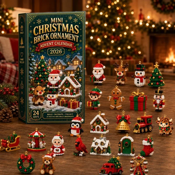 🎄 24-Day Mini Christmas Ornament Advent Calendar | 24 unique festive buildable designs with hanging loops—perfect for decorating Christmas trees, wreaths, and holiday displays 🧱