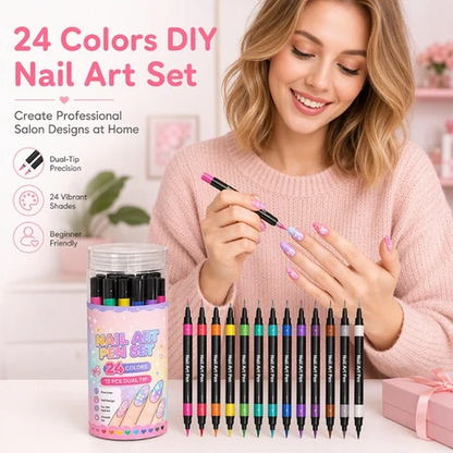 💅24‑Colors Dual‑Ended Nail Art Pens‑DIY Manicure Drawing Set🎁