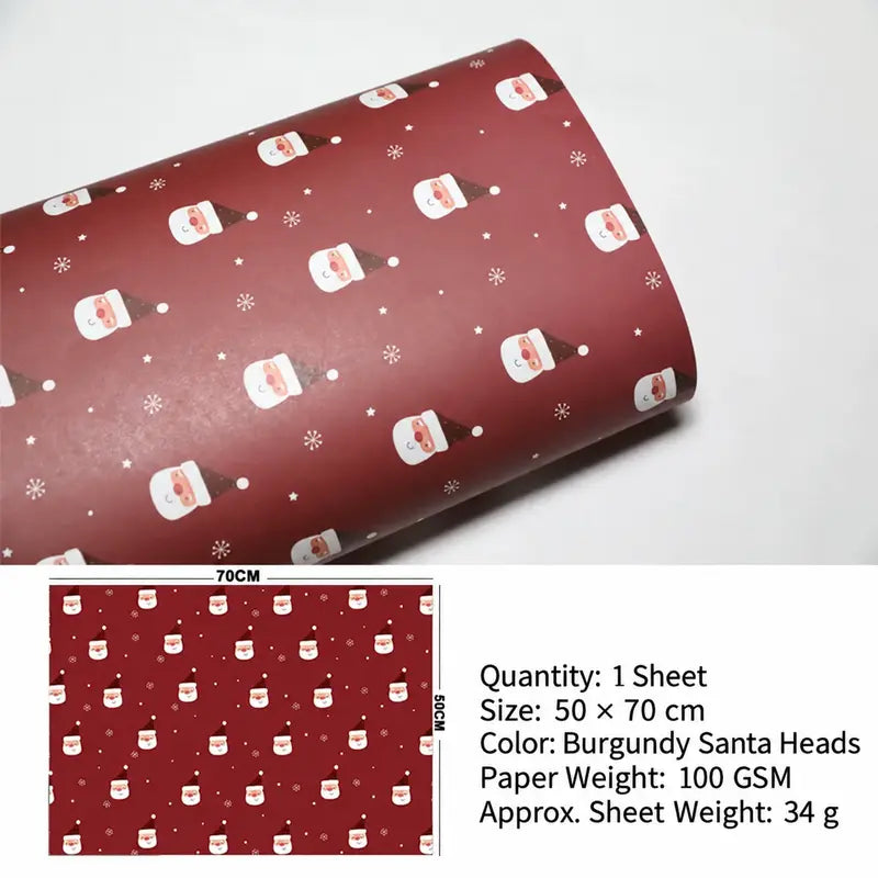 Vintage Christmas Kraft Wrapping Paper – Premium 100 GSM Holiday Gift Wrap