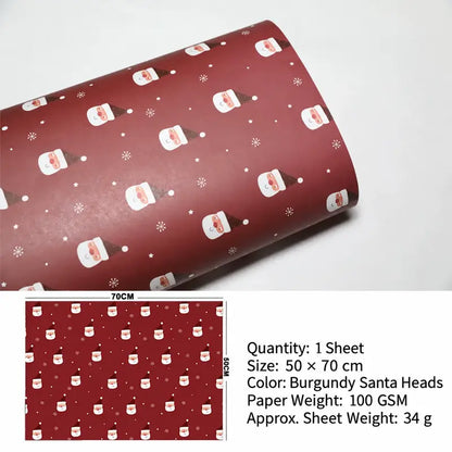 Vintage Christmas Kraft Wrapping Paper – Premium 100 GSM Holiday Gift Wrap