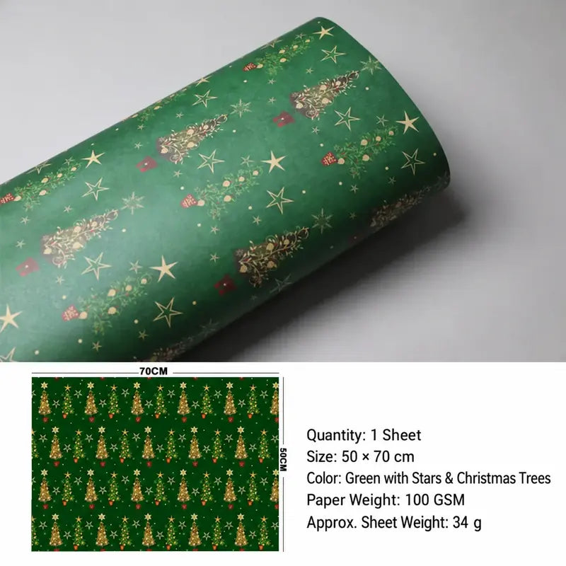 Vintage Christmas Kraft Wrapping Paper – Premium 100 GSM Holiday Gift Wrap