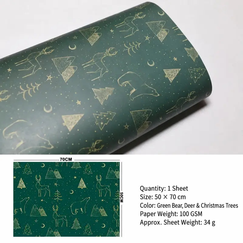 Vintage Christmas Kraft Wrapping Paper – Premium 100 GSM Holiday Gift Wrap