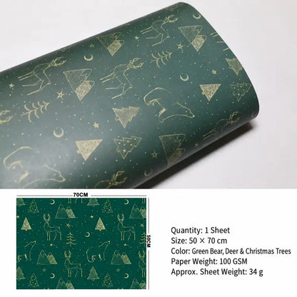 Vintage Christmas Kraft Wrapping Paper – Premium 100 GSM Holiday Gift Wrap