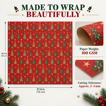 Vintage Christmas Kraft Wrapping Paper – Premium 100 GSM Holiday Gift Wrap