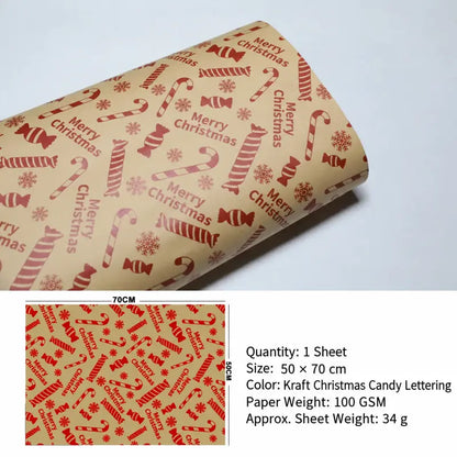 Vintage Christmas Kraft Wrapping Paper – Premium 100 GSM Holiday Gift Wrap