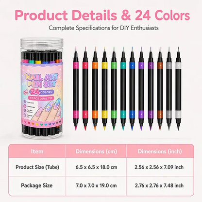 💅24‑Colors Dual‑Ended Nail Art Pens‑DIY Manicure Drawing Set🎁