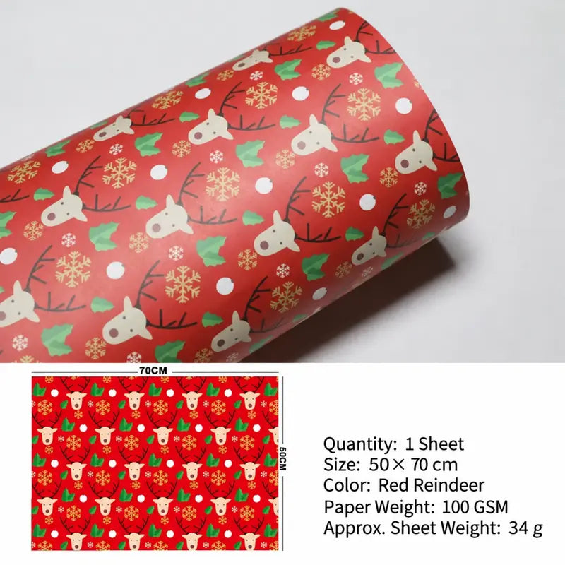 Vintage Christmas Kraft Wrapping Paper – Premium 100 GSM Holiday Gift Wrap