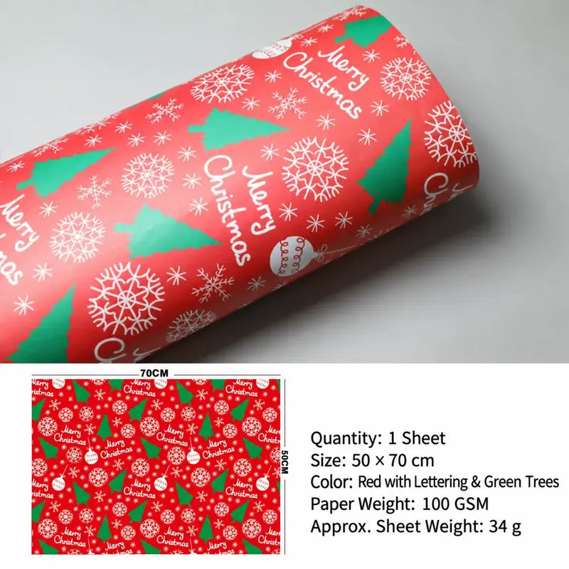 Vintage Christmas Kraft Wrapping Paper – Premium 100 GSM Holiday Gift Wrap