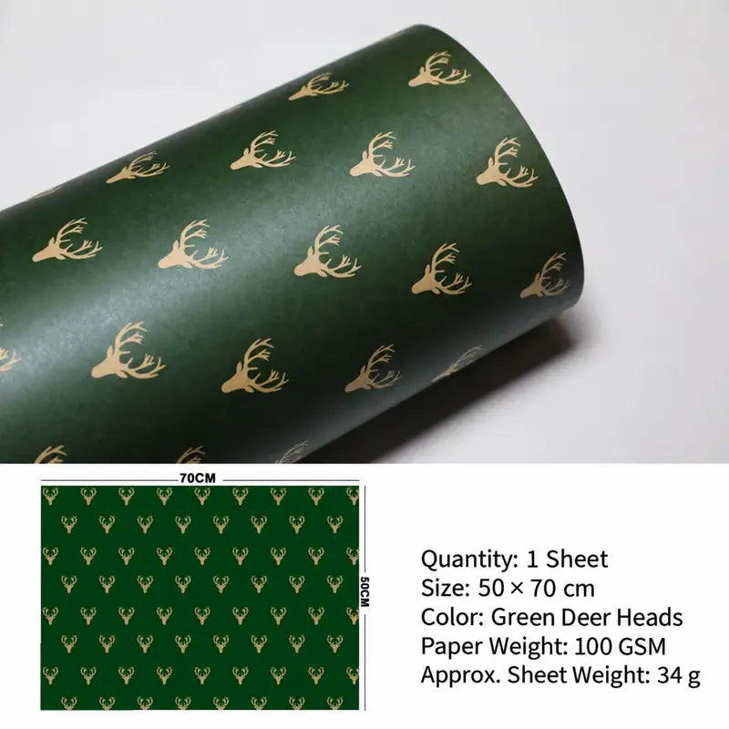 Vintage Christmas Kraft Wrapping Paper – Premium 100 GSM Holiday Gift Wrap