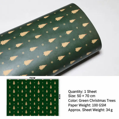 Vintage Christmas Kraft Wrapping Paper – Premium 100 GSM Holiday Gift Wrap