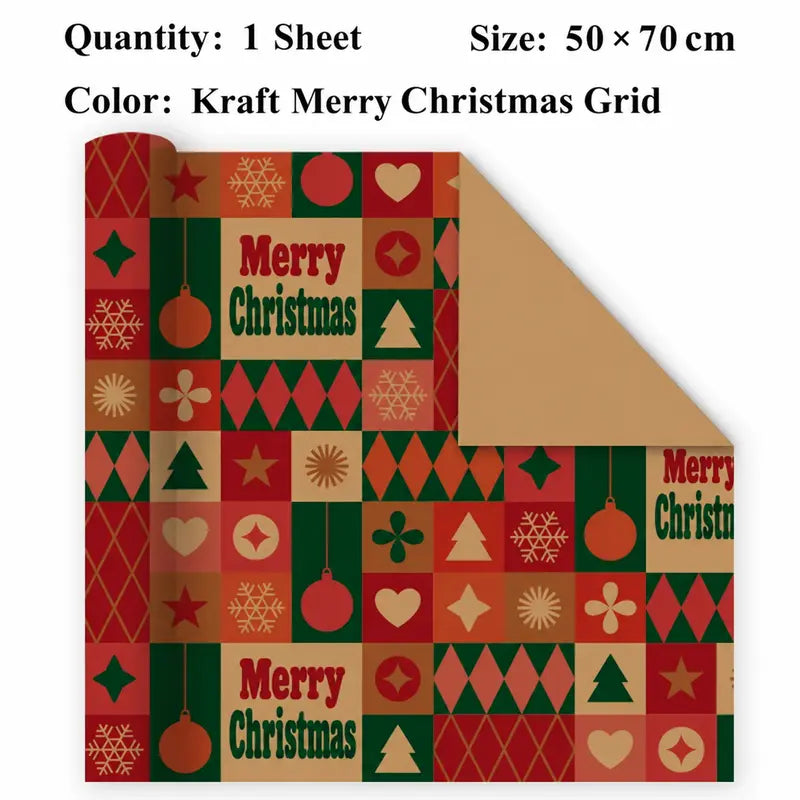 Vintage Christmas Kraft Wrapping Paper – Premium 100 GSM Holiday Gift Wrap
