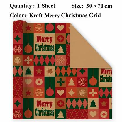 Vintage Christmas Kraft Wrapping Paper – Premium 100 GSM Holiday Gift Wrap
