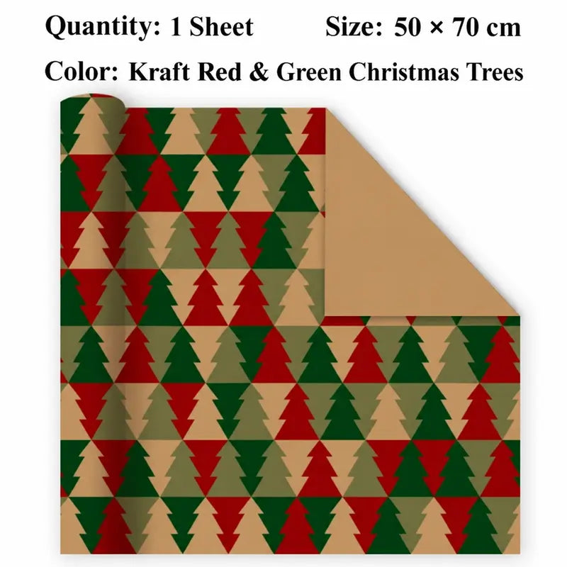 Vintage Christmas Kraft Wrapping Paper – Premium 100 GSM Holiday Gift Wrap