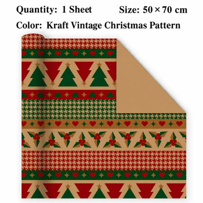 Vintage Christmas Kraft Wrapping Paper – Premium 100 GSM Holiday Gift Wrap