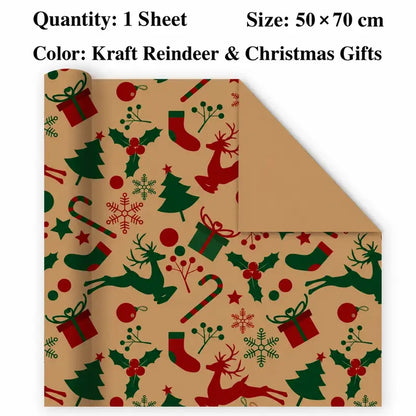 Vintage Christmas Kraft Wrapping Paper – Premium 100 GSM Holiday Gift Wrap
