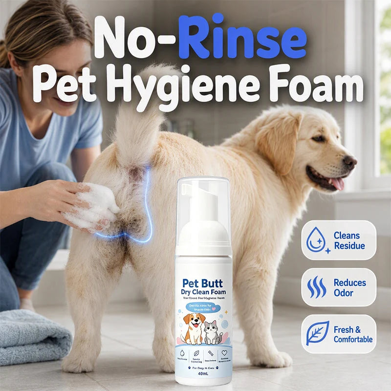 🐾 Save 50% now! No-rinse cleansing foam for pet bottoms.