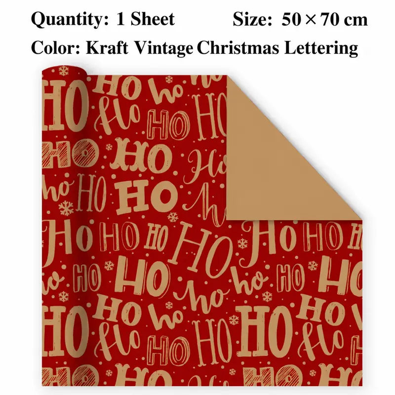 Vintage Christmas Kraft Wrapping Paper – Premium 100 GSM Holiday Gift Wrap