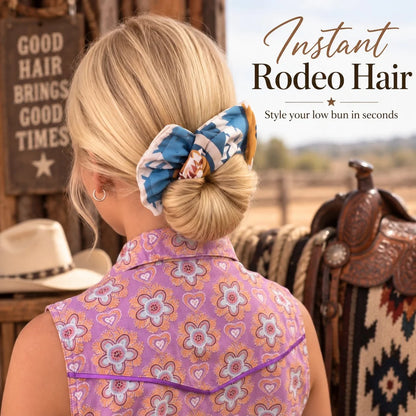 Western Print Low-Bun Hair Bow