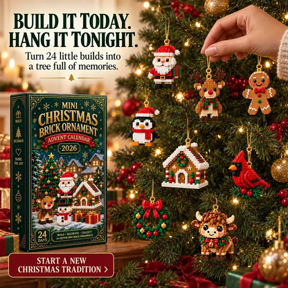 🎄 24-Day Mini Christmas Ornament Advent Calendar | 24 unique festive buildable designs with hanging loops—perfect for decorating Christmas trees, wreaths, and holiday displays 🧱