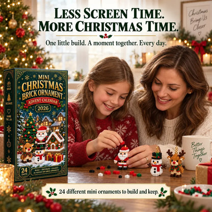 🎄 24-Day Mini Christmas Ornament Advent Calendar | 24 unique festive buildable designs with hanging loops—perfect for decorating Christmas trees, wreaths, and holiday displays 🧱
