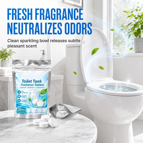 20 Pack White Round Effervescent Toilet Tank Freshener and Deodorizer Tablets