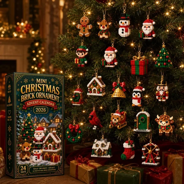 🎄 24-Day Mini Christmas Ornament Advent Calendar | 24 unique festive buildable designs with hanging loops—perfect for decorating Christmas trees, wreaths, and holiday displays 🧱