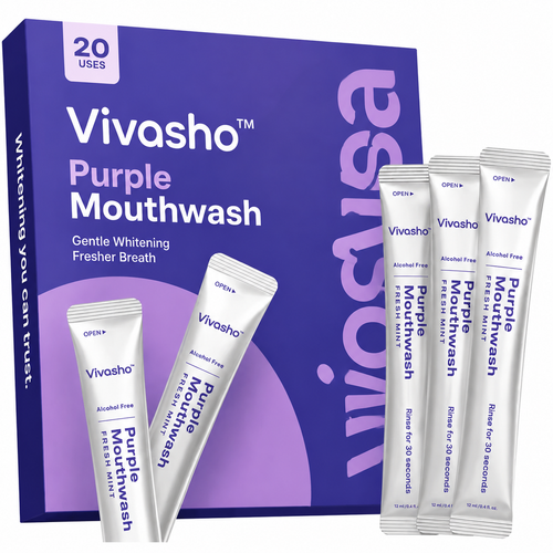 Purple Mouthwash - Sachets 20 Pack - Peroxide-Free - Alcohol Free - Vegan Mint