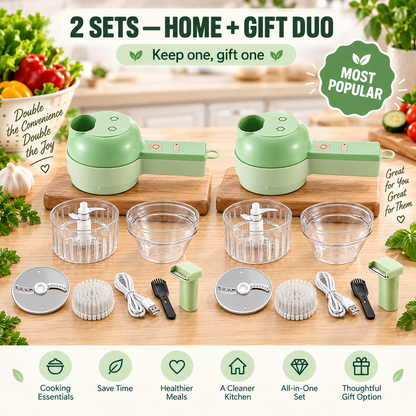 4-in-1 manual electric vegetable cutter setMultifunction cordless food processor