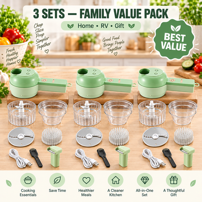 4-in-1 manual electric vegetable cutter setMultifunction cordless food processor